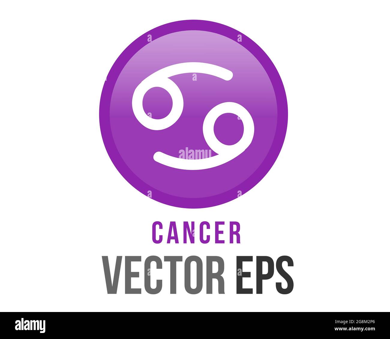 L'icône du signe astrologique cancer du Zodiaque, à gradient vectoriel isolé violet, représente le crabe Illustration de Vecteur