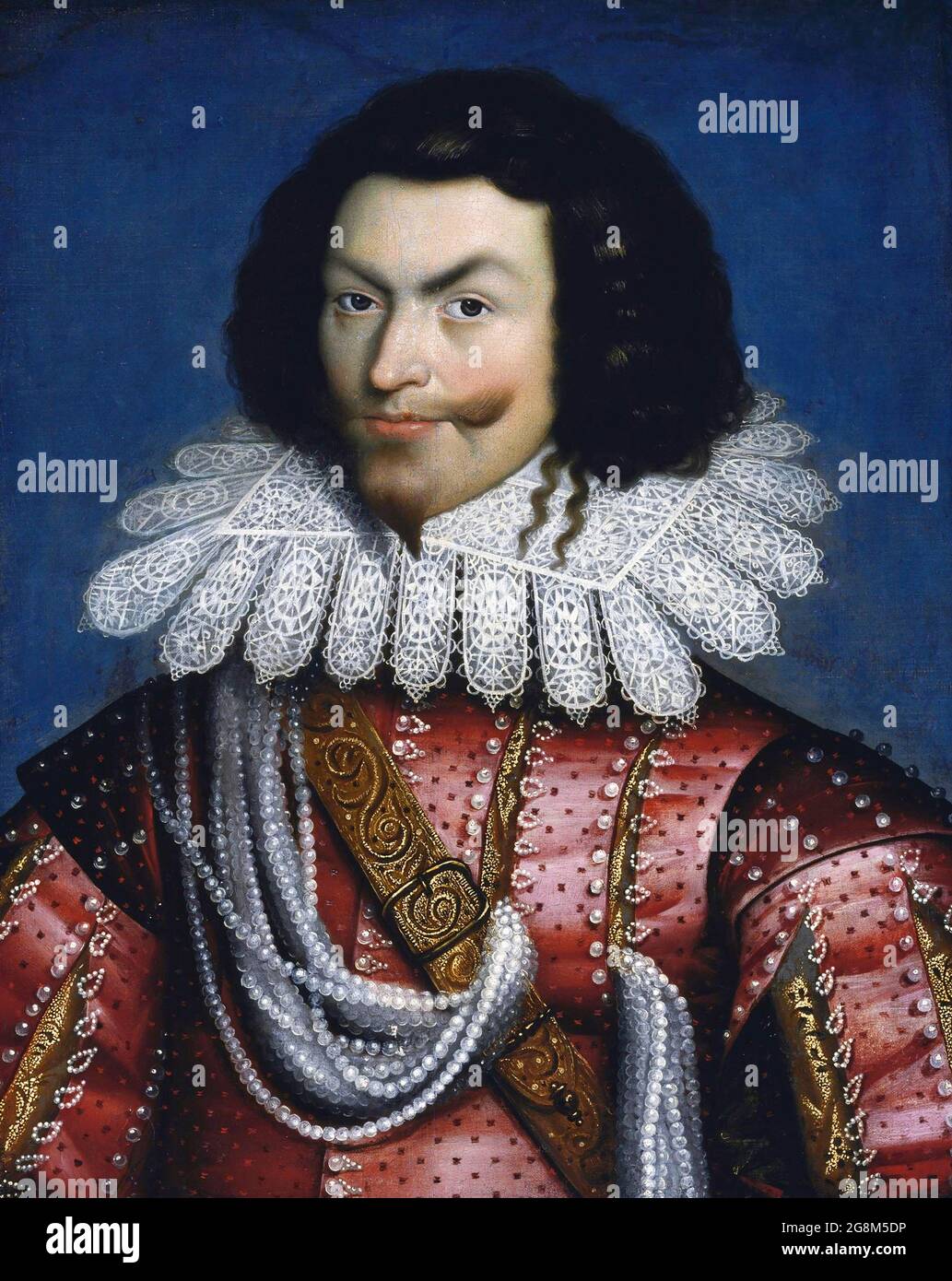 Portrait de George Villiers, 1st duc de Buckingham (1592-1628) par Paul Van Somer, huile sur bois. Buckingham était l'un des favoris du roi James VI et moi-même et j'ai eu la réputation d'avoir été son amant. Banque D'Images