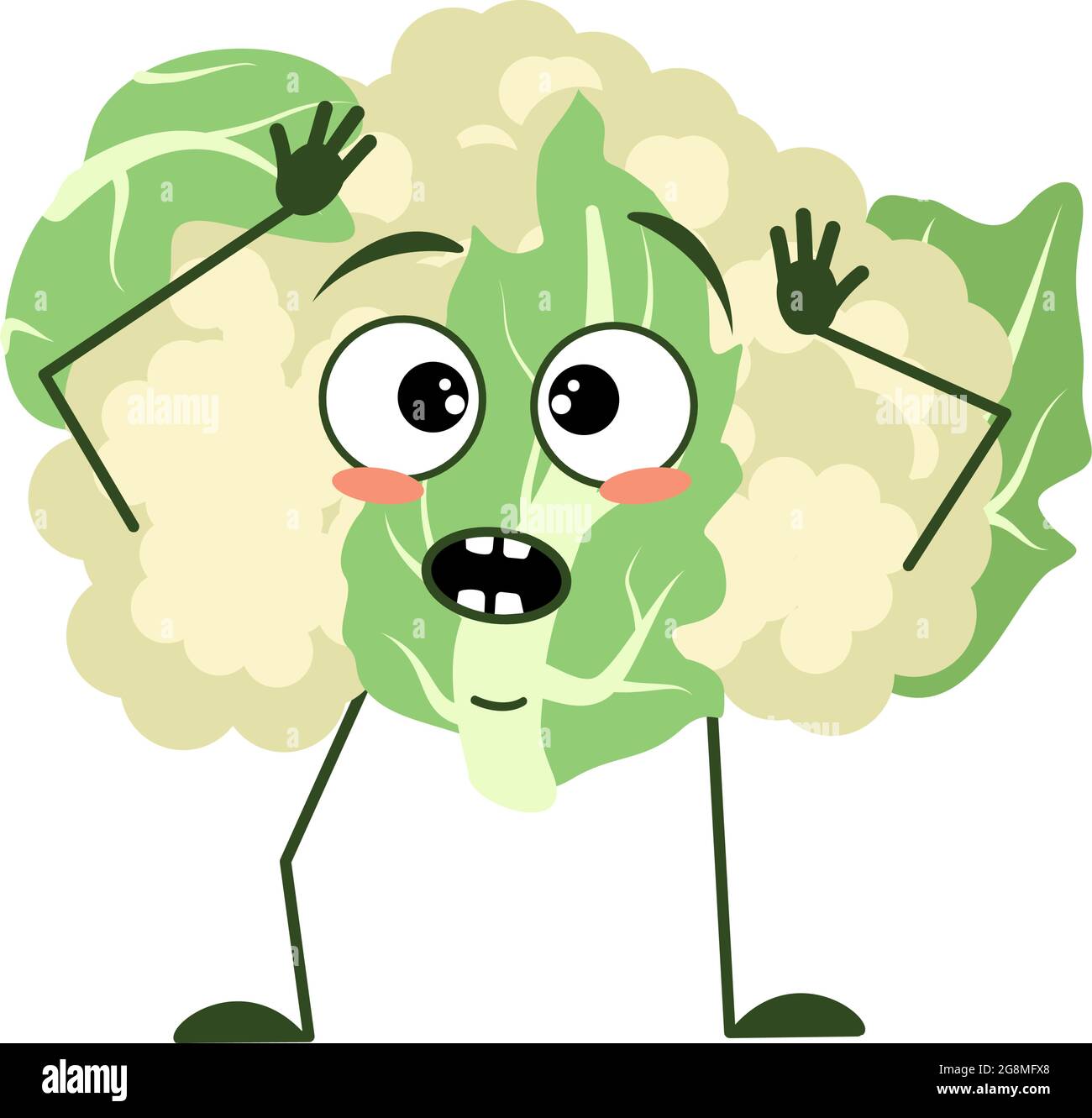 Joli personnage de chou-fleur avec des émotions dans une panique Illustration de Vecteur