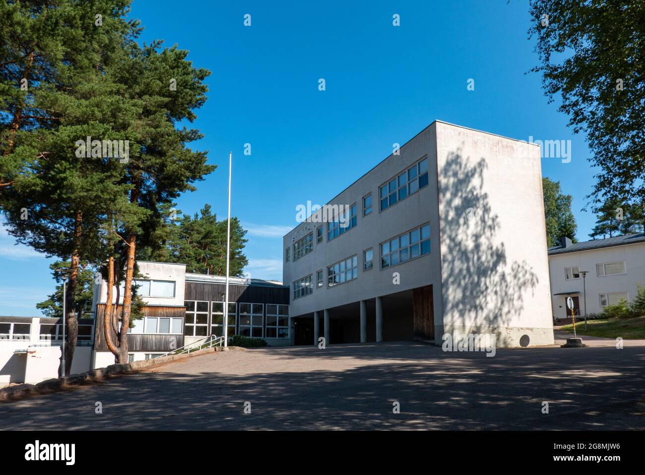 Tehtaanmäen ala-aste, un bâtiment scolaire conçu par l'architecte Alvar Aalto, à Inkeroinen, en Finlande Banque D'Images