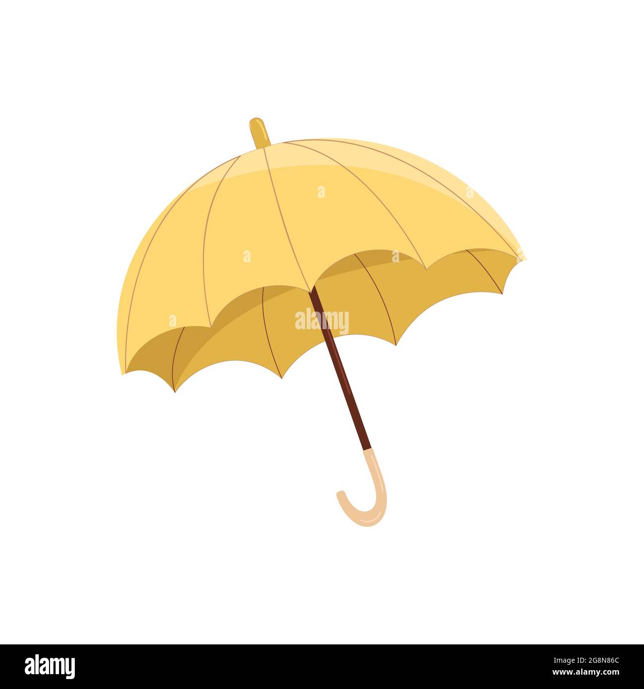 Parapluie jaune ouvert dans le style de dessin animé, objet vectoriel isolé. Illustration plate Illustration de Vecteur