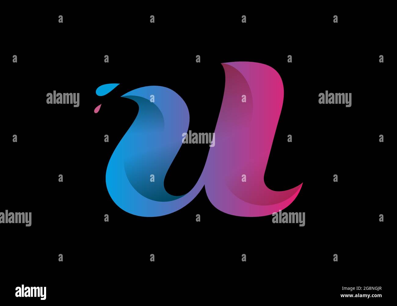 Couleur dégradé rose bleu du motif lettre initiale U. Illustration de Vecteur