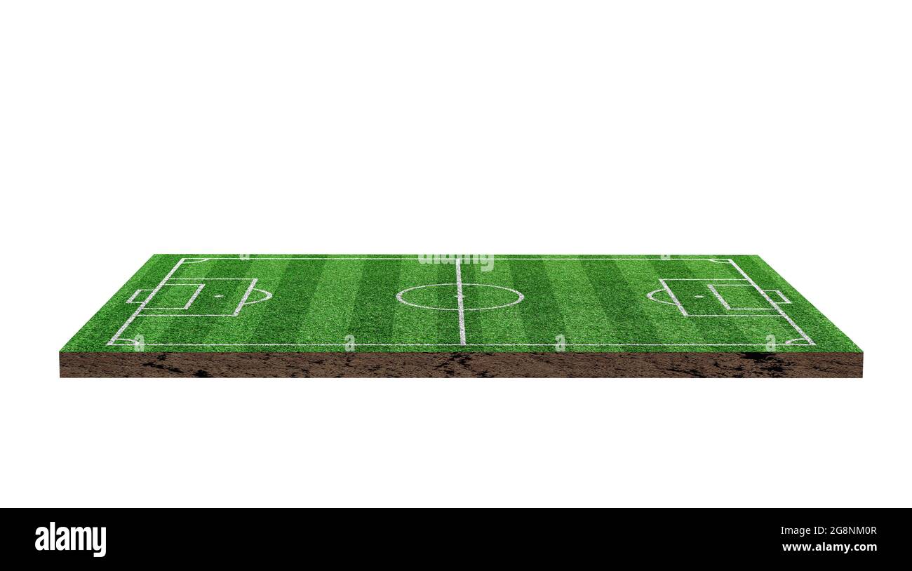 Rendu 3D. Pelouse de football, terrain de football Green Grass, isolé sur fond blanc. Banque D'Images