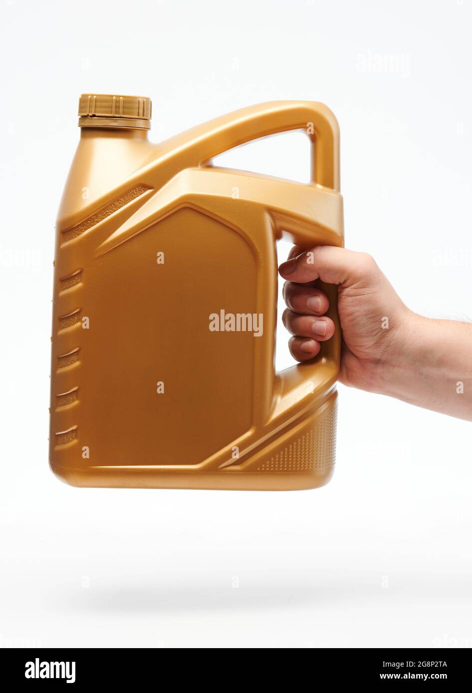 Flacon en plastique pour lubrifiant à la main isolé sur fond blanc de studio Banque D'Images