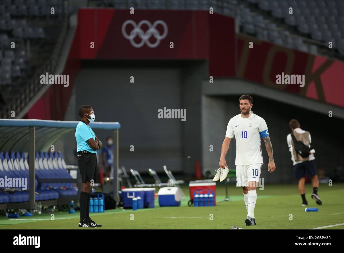 Tokyo, Japon. 22 juillet 2021. TOKYO - JUILLET 22 : Andre-Pierre GIGNAC déçu après avoir perdu le match contre le Mexique pendant le groupe de football masculin UN match entre la Suède et les États-Unis. (Photo de Mickael Chavet/RX/UPtertainment/Sipa USA) crédit: SIPA USA/Alay Live News Banque D'Images