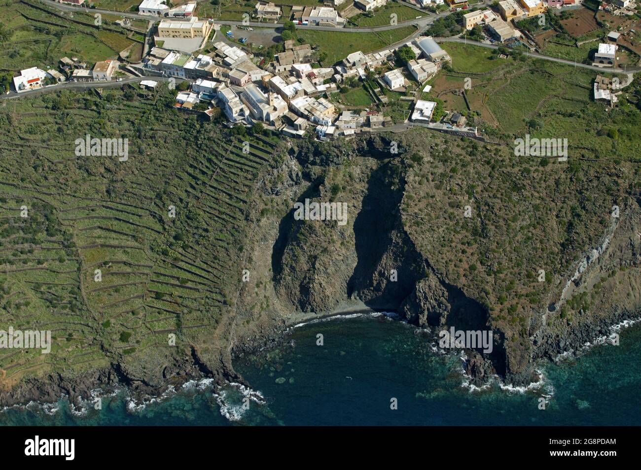 Vue aérienne, île de Pantelleria, Sicile, Italie, Europe Banque D'Images