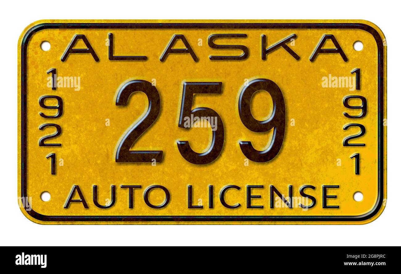 Plaques d'immatriculation de véhicule de L'ALASKA, conçues pour ressembler à un article rétro. Banque D'Images