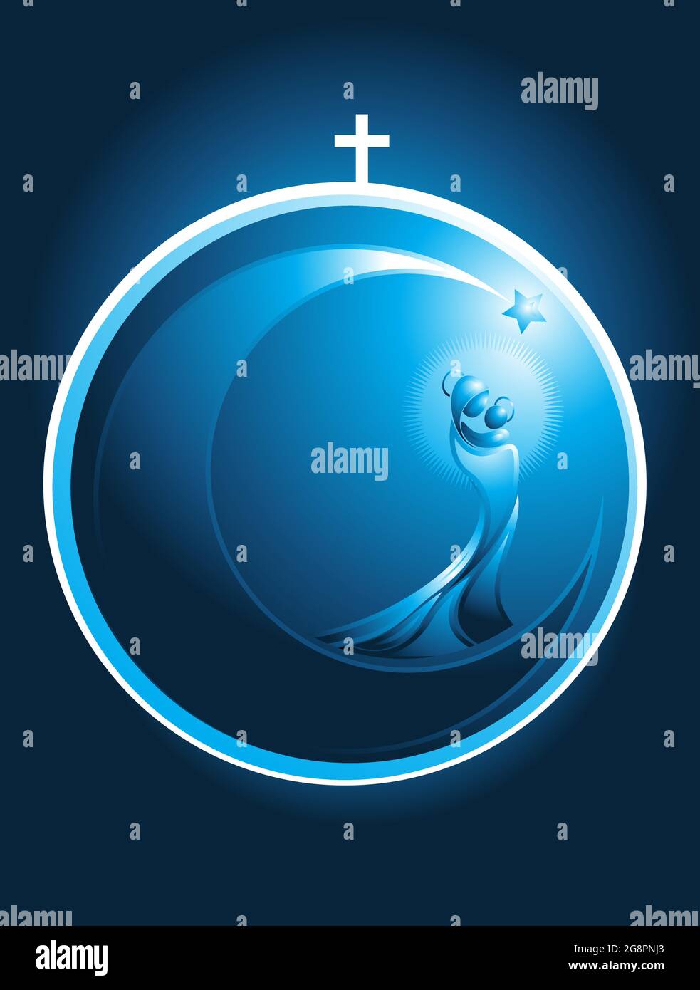 Symbole de Noël rond de Marie et de bébé Jésus Image Vectorielle Stock - Alamy