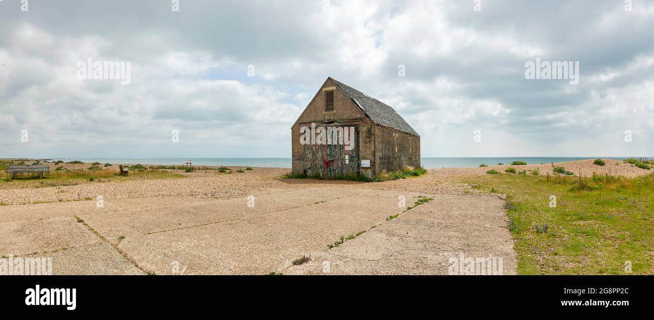 Port de seigle et l'ancienne RNLI Mary Stanford maison de canot de sauvetage mémorial East Sussex Banque D'Images