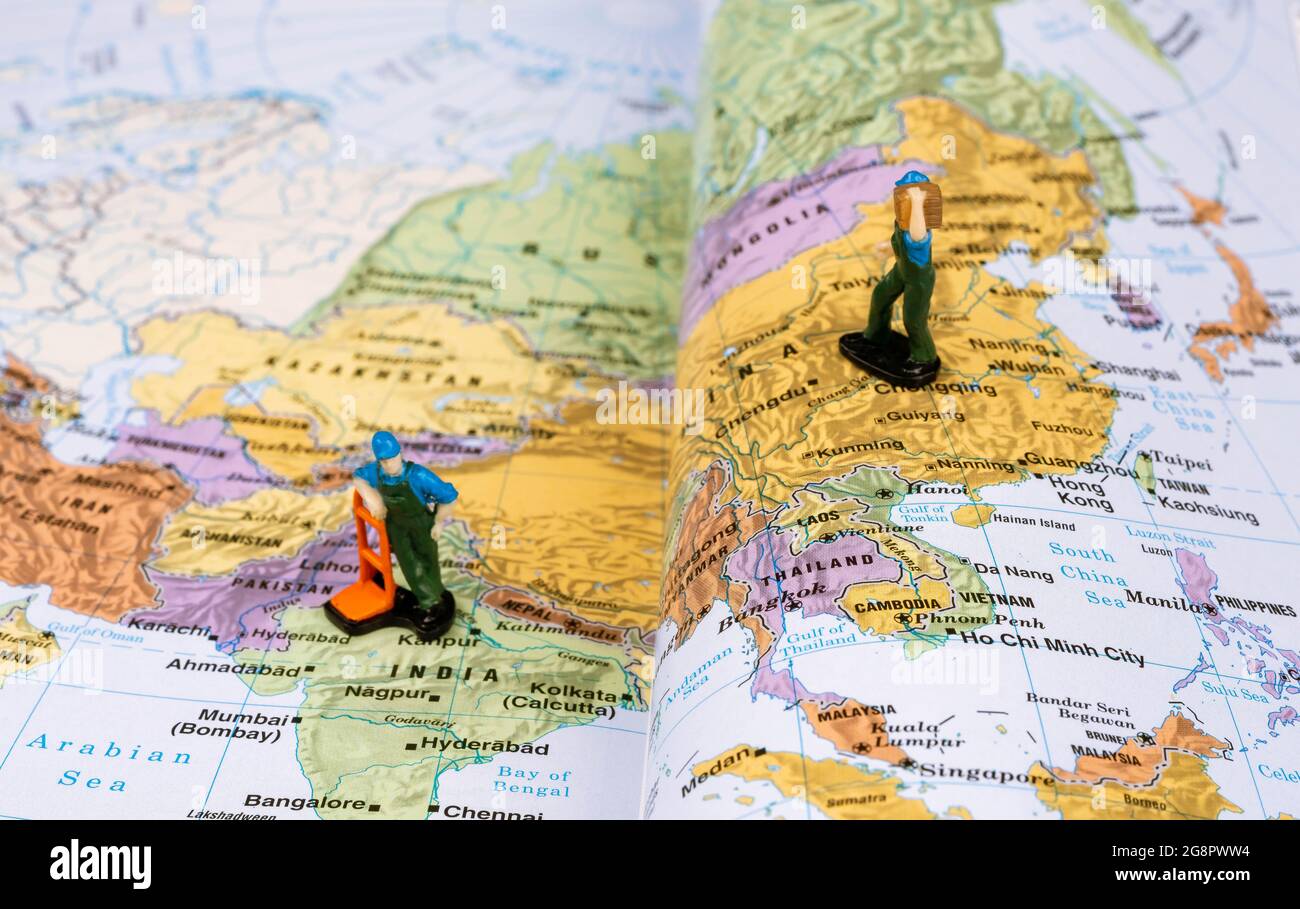 Modèles de livraison dans le monde entier livre de cartes. Banque D'Images