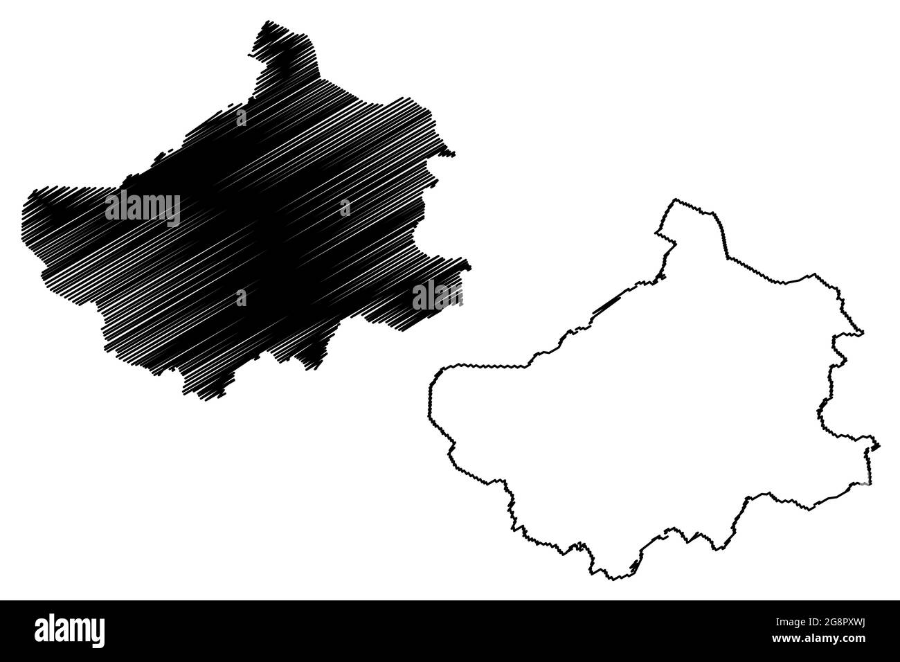 District de Steinfurt (République fédérale d'Allemagne, État de Rhénanie-du-Nord-Westphalie, région de NRW, Munster) carte illustration vectorielle, scribble sketch Steinf Illustration de Vecteur