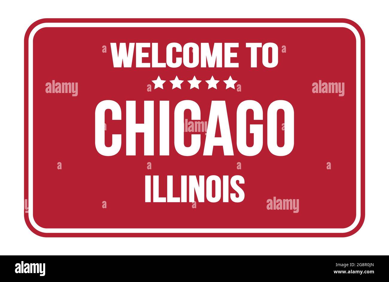 BIENVENUE À CHICAGO - ILLINOIS, sur le timbre rouge de rue rectangulaire Banque D'Images