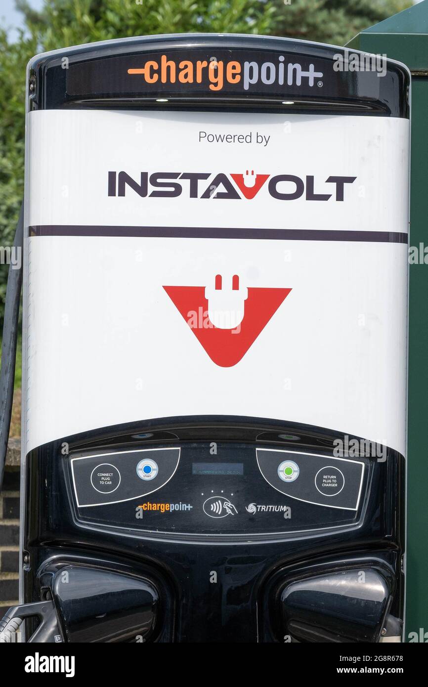 Points de charge électriques Instavolt dans diverses stations de charge de Norfolk au Royaume-Uni Banque D'Images