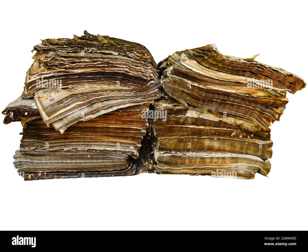 Vieux magazines et livres scientifiques isolés sur la terrasse de l'ancienne maison. Le concept d'auto-apprentissage et d'éducation basé sur les connaissances académiques. Banque D'Images