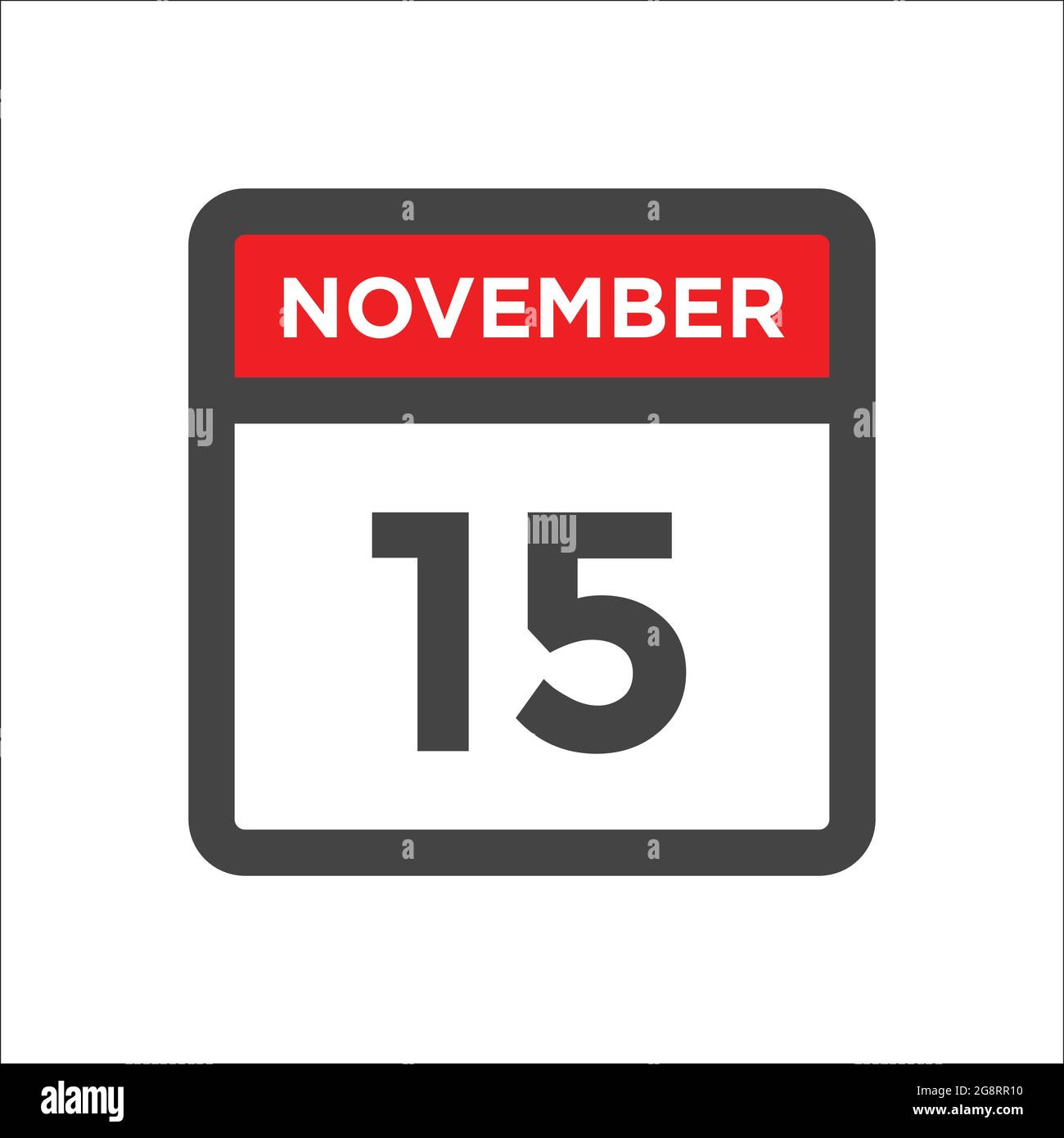 Icône du calendrier de novembre 15 avec jour du mois Image Vectorielle  Stock - Alamy