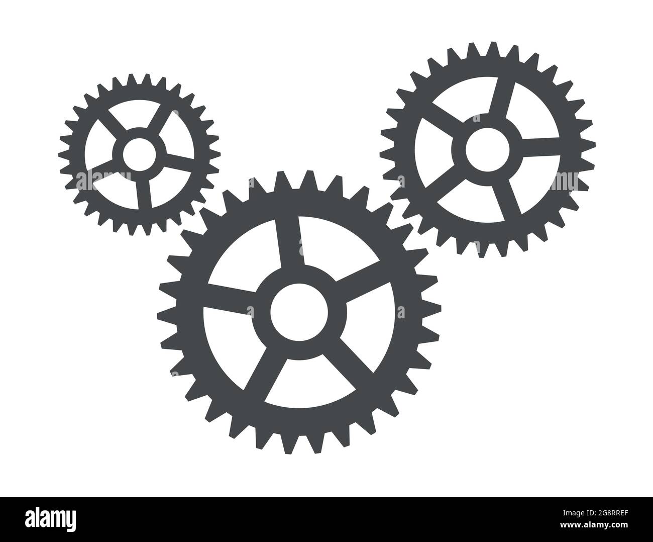 Symbole de trois engrenages de roue dentée pour l'entretien ou icône de vecteur de mécanisme Illustration de Vecteur