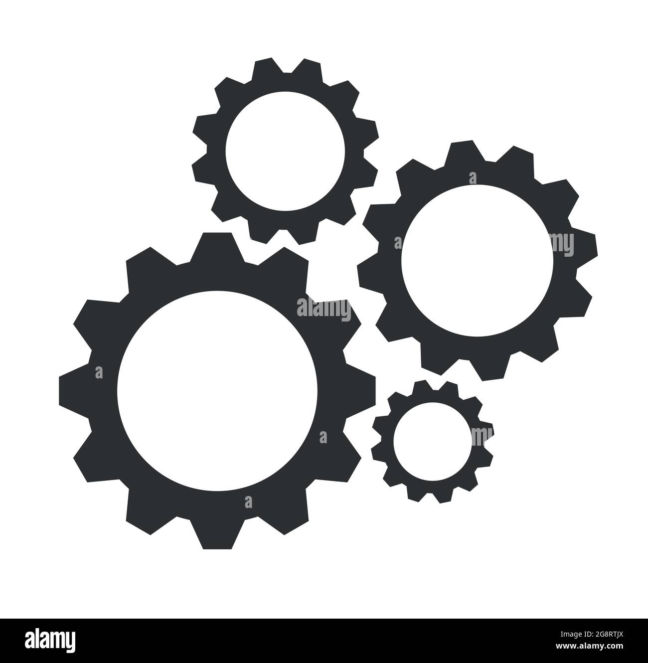 Symbole des engrenages de maintenance 4 mécanisme engrenage vecteur d'illustration icône Illustration de Vecteur