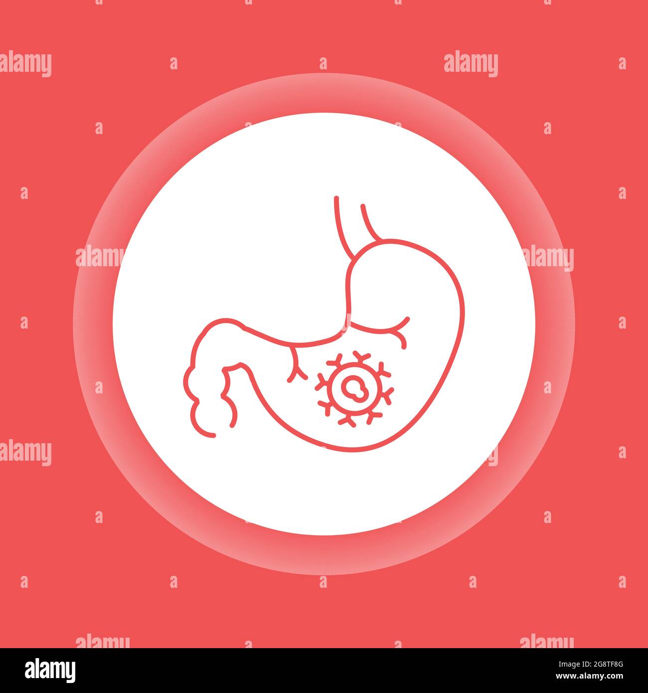 Icône de bouton de couleur de cancer de l'estomac. Néoplasme malin. Oncologie. Illustration de Vecteur