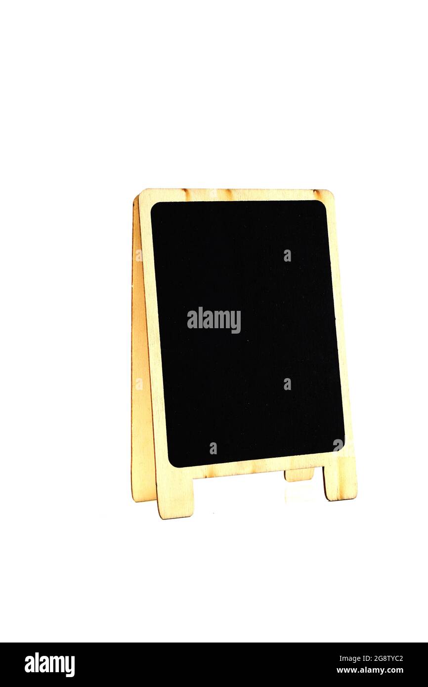 panneau de signe de stand en bois isolé sur fond blanc Banque D'Images
