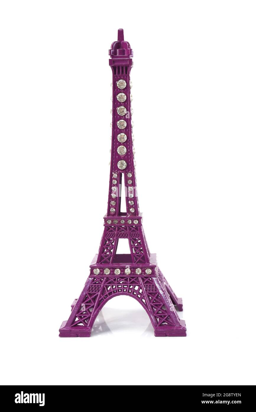 Statue de la tour Eiffel isolée sur fond blanc Banque D'Images