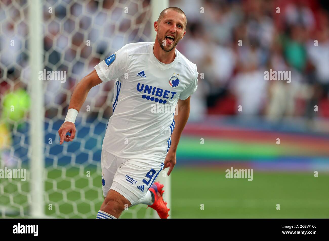 Copenhague, Danemark. 22 juillet 2021. Kamil Wilczek (9) du FC Copenhague a obtenu un score pour 2-0 lors du match de qualification de l'UEFA Europa Conference League entre le FC Copenhague et Torpedo Zhodino à Parken à Copenhague. (Crédit photo : Gonzales photo/Alamy Live News Banque D'Images
