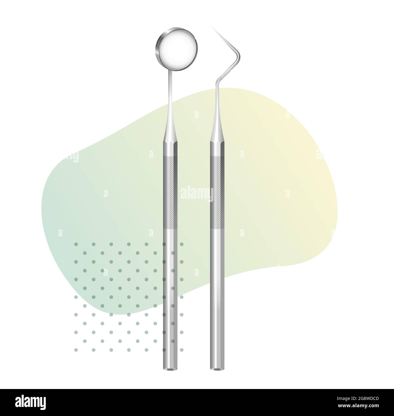 Outils dentaires - miroir buccal et sonde de faucille - Illustration en stock comme fichier EPS 10 Illustration de Vecteur