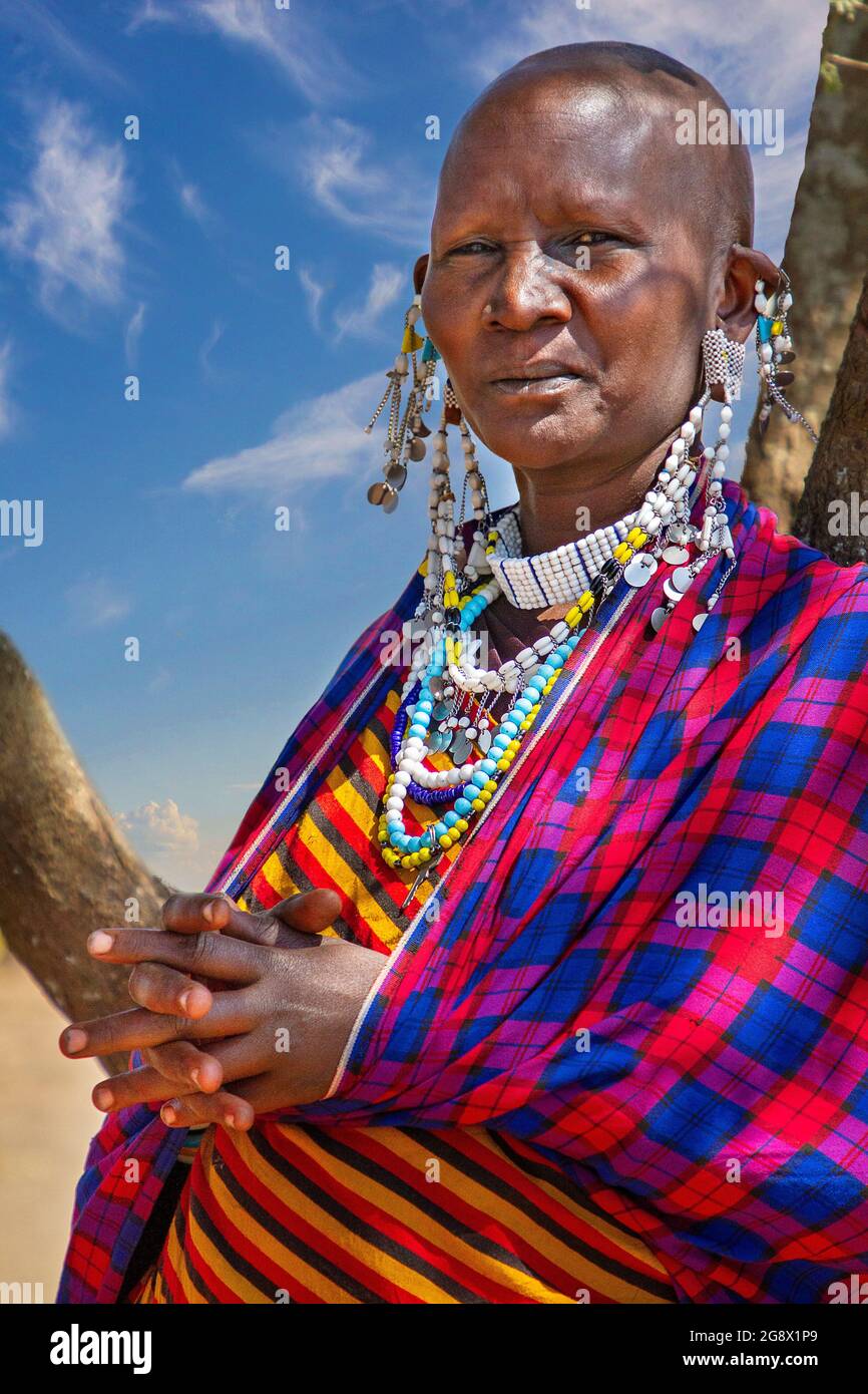 Femme de Maasai à Ngorongoro, Tanzanie Banque D'Images