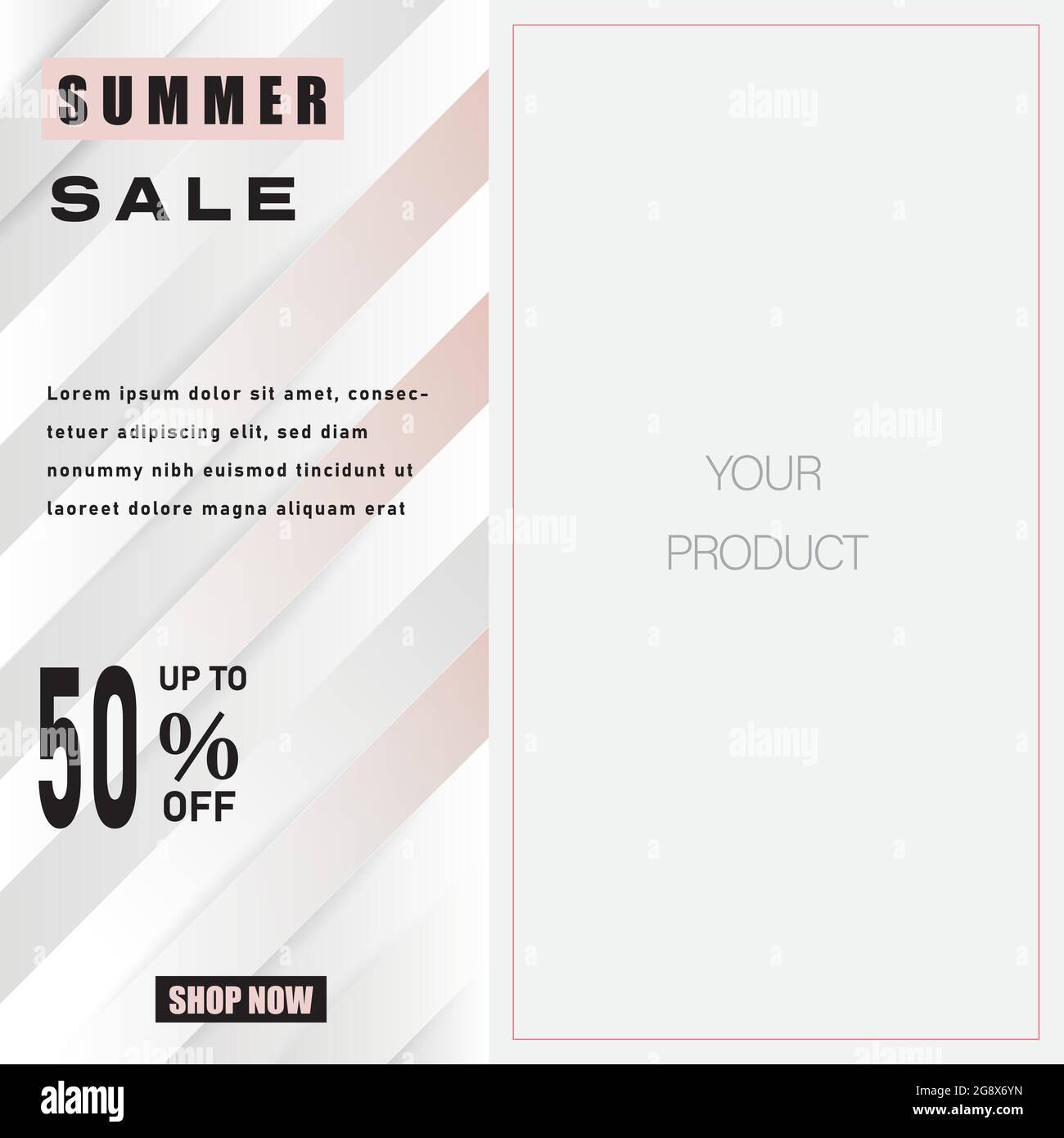 Modèle de solde d'été mode. Bannière de soldes de saison avec ligne à rayures et cadre. Vecteur et illustration Illustration de Vecteur
