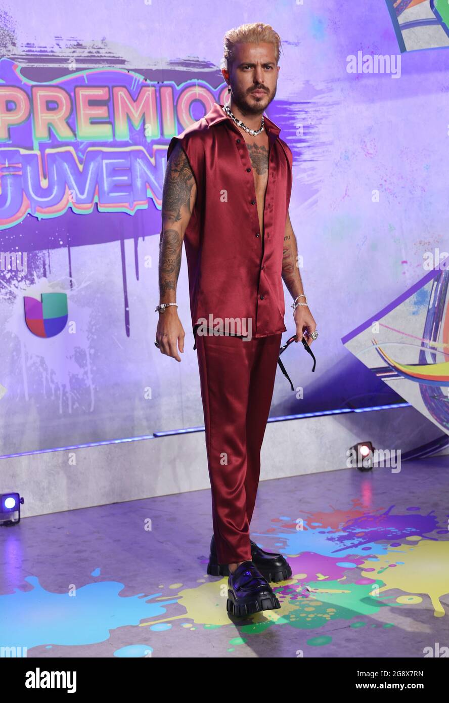 Miami, États-Unis. 23 juillet 2021. Llane arrive au salon des prix Premios Juventud 2021 d'Univision à l'Université de Miami, au centre Watsco, à Miami, en Floride, le jeudi 22 juillet, 2021. Photo de Gary I Rothstein/UPI crédit: UPI/Alay Live News Banque D'Images