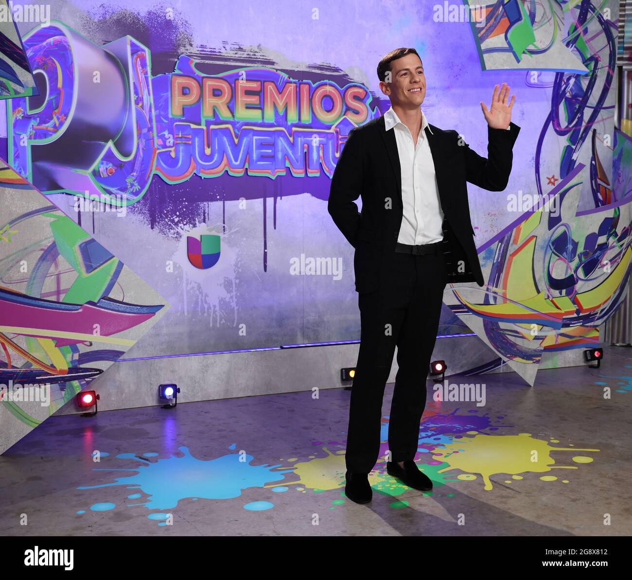 Miami, États-Unis. 23 juillet 2021. Guaynaa arrive au salon des prix Premios Juventud 2021 d'Univision à l'Université de Miami, au centre Watsco, à Miami, en Floride, le jeudi 22 juillet, 2021. Photo de Gary I Rothstein/UPI crédit: UPI/Alay Live News Banque D'Images