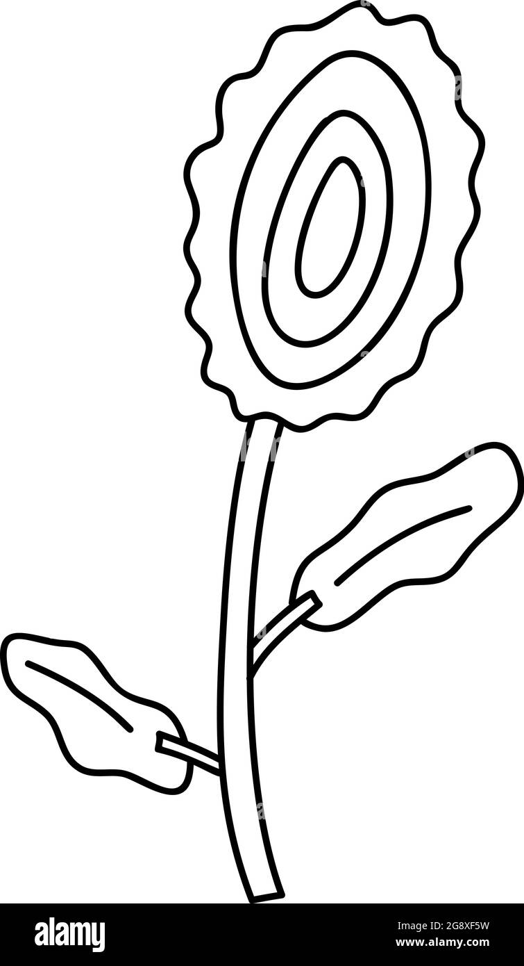 Fleur stylisée Spring Vector de style monoline. Élément d'illustration scandinave. Carte de Saint-Valentin décorative à motif fleuri d'été Illustration de Vecteur