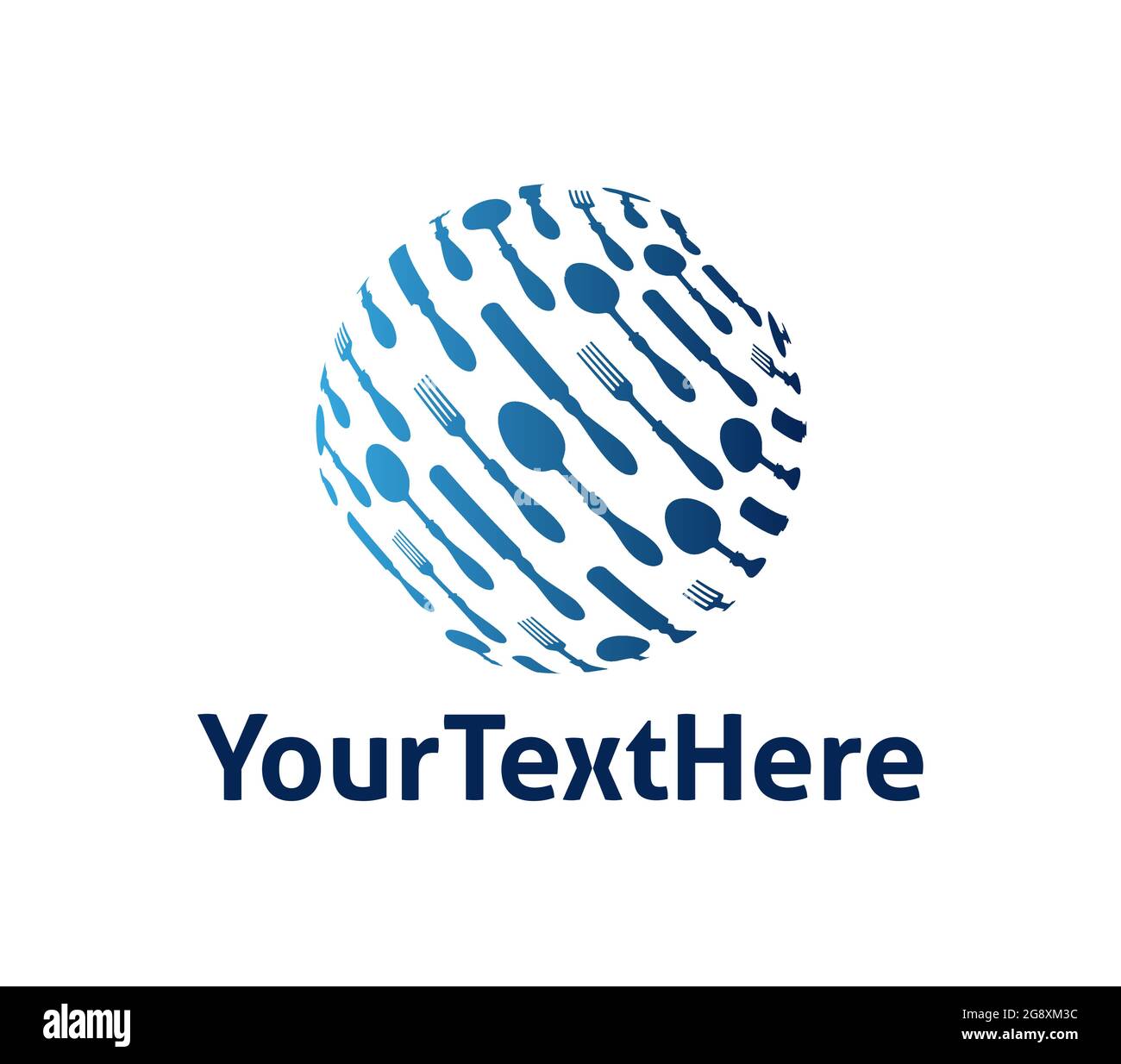 Boule filante transparente recouverte de couverts bleus. Logo prêt Illustration de Vecteur