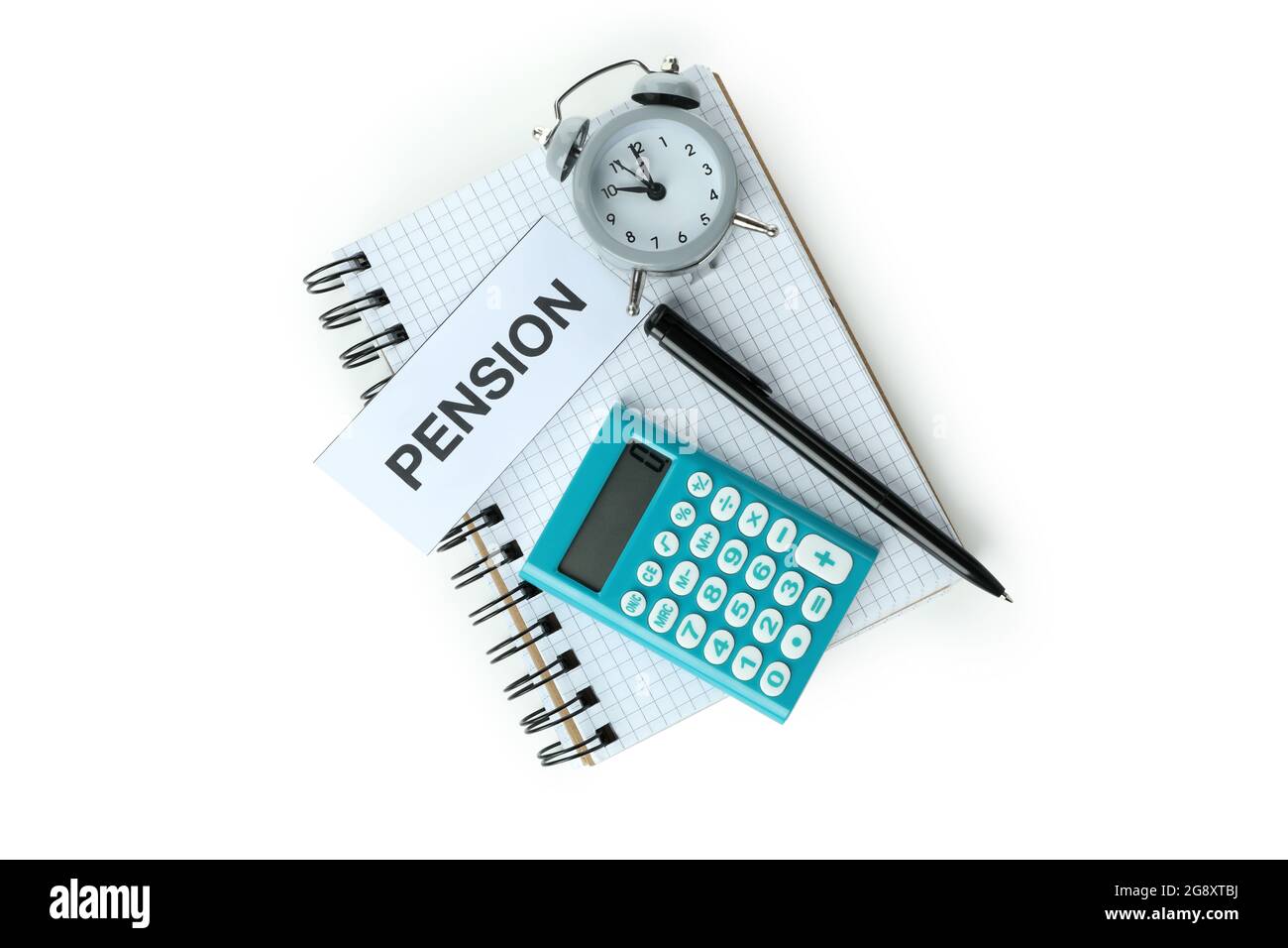 Concept de pension isolée sur fond blanc Banque D'Images