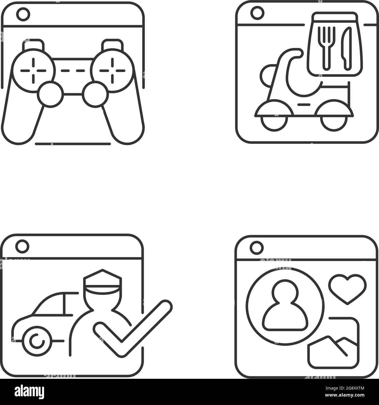 Ensemble d'icônes linéaires d'entreprise de plate-forme Illustration de Vecteur