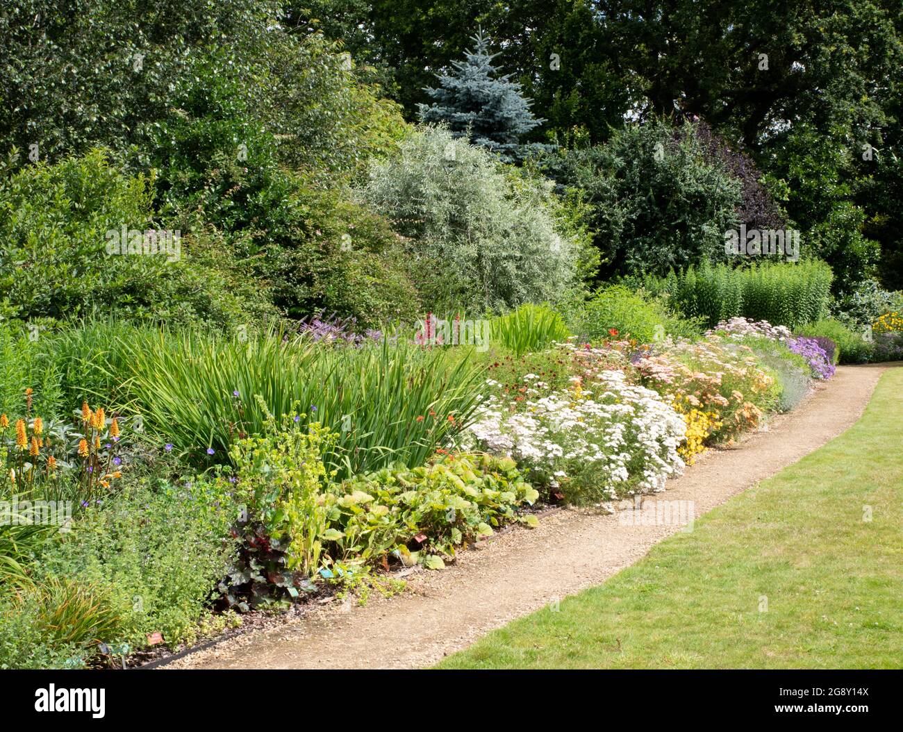 Frontières mixtes dans les jardins Breezy Gnee Banque D'Images