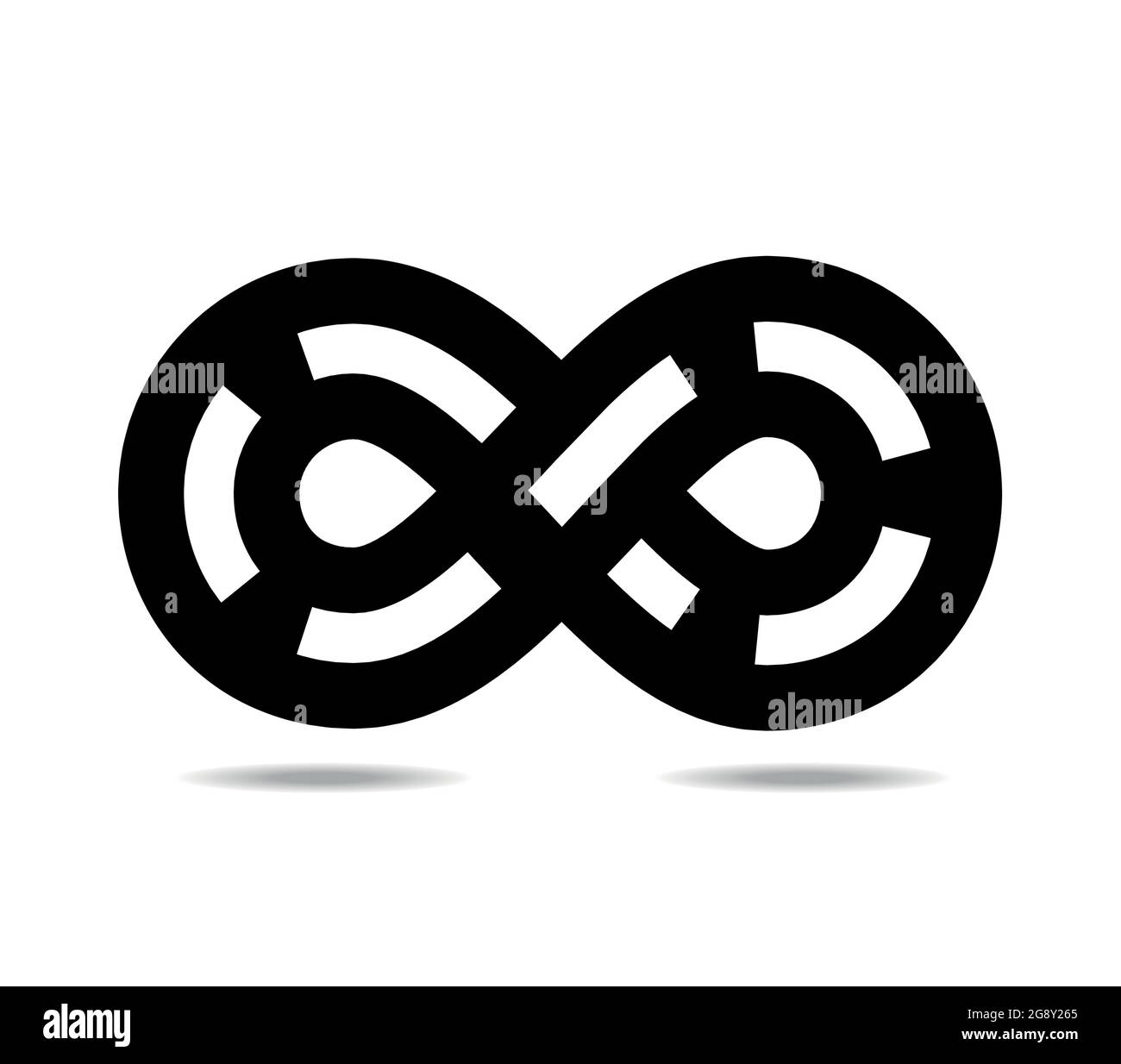 Boucle Mobius en pointillés blancs sur une boucle noire. Symbole infini. Carrefour, circulation Illustration de Vecteur
