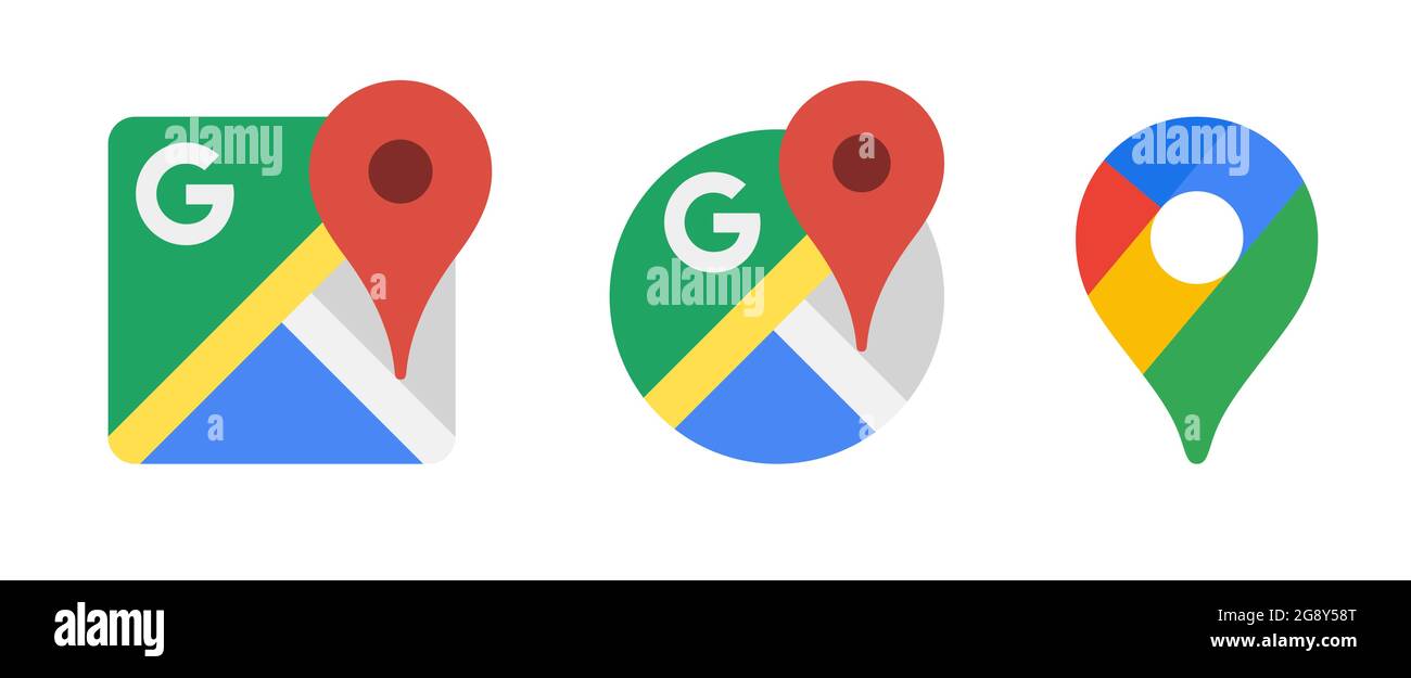 Collection d'icônes de navigation populaires imprimées sur papier: Google Maps Illustration de Vecteur