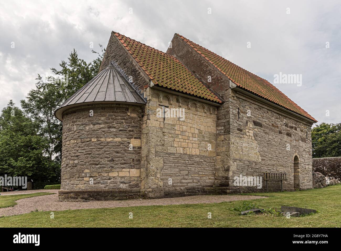 Ancienne église de pierre du début du XIIe siècle, Borrie, Suède, 16 juillet 2021 Banque D'Images