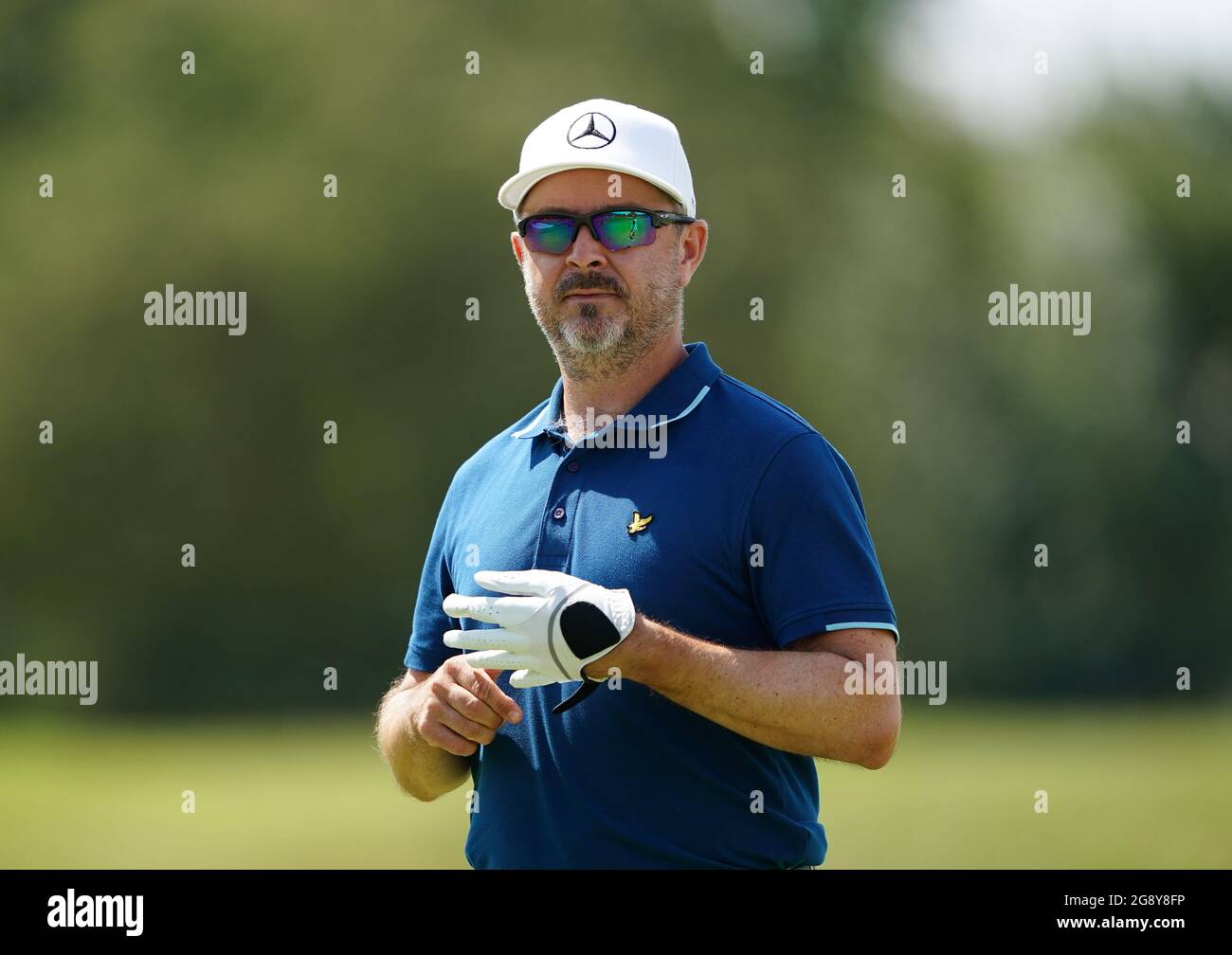 Mikko Korhonen sur le 12ème green pendant le deuxième jour de l'ouverture de Cazoo Wales au Celtic Manor Resort à Newport, pays de Galles. Date de la photo : vendredi 23 juillet 2021. Banque D'Images