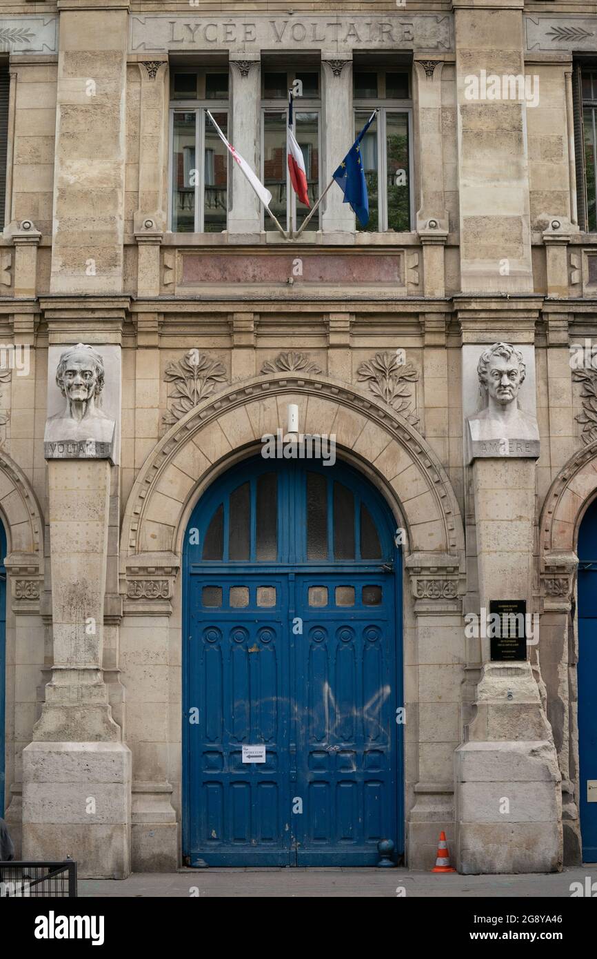 Le lycée Voltaire est une école secondaire à Paris, France, fondée en 1890. Banque D'Images