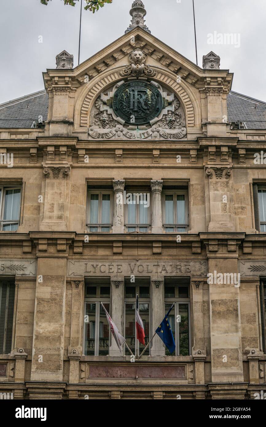Le lycée Voltaire est une école secondaire à Paris, France, fondée en 1890. Banque D'Images