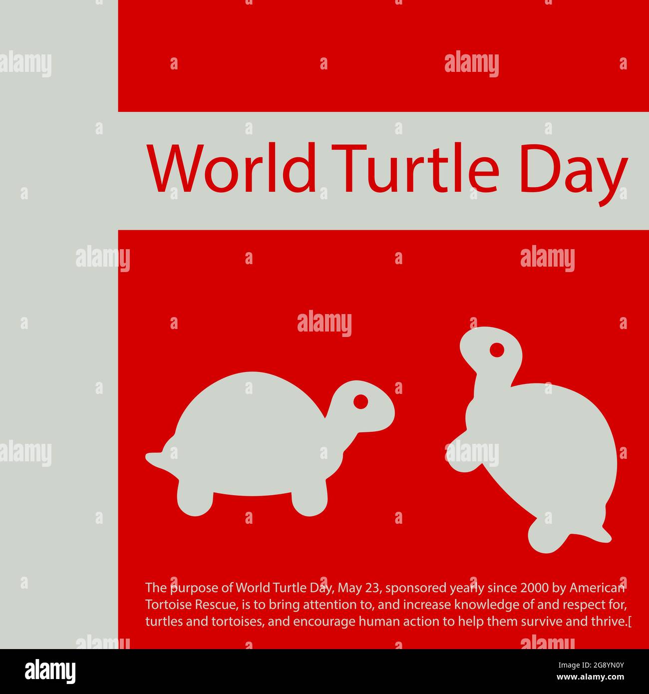 Le but de la Journée mondiale des tortues, le 23 mai, parrainée chaque année depuis 2000 par American Tortoise Rescue, est d'attirer l'attention et d'accroître la connaissance de Illustration de Vecteur