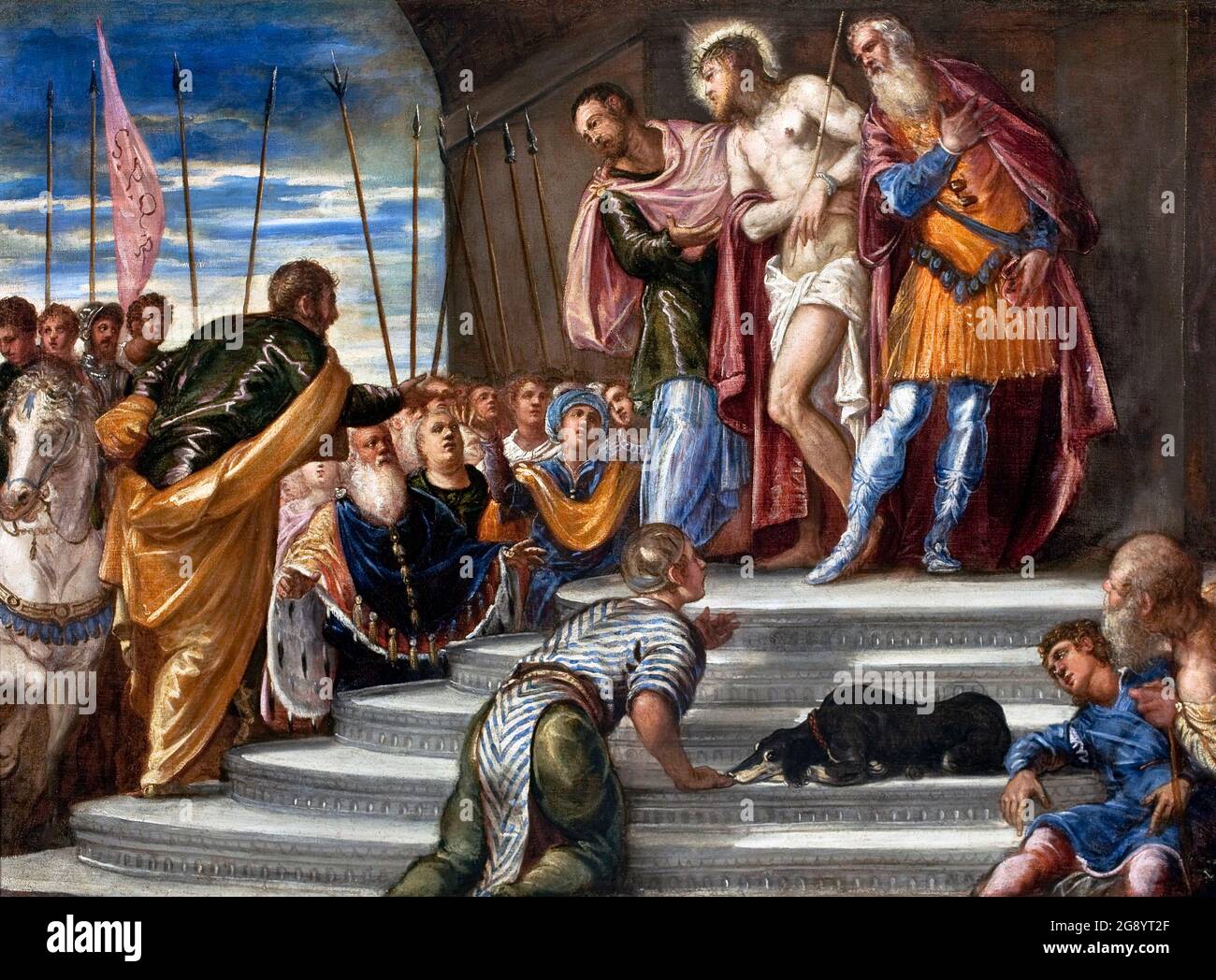 ECCE Homo ou Pilate présente le Christ à la foule par Jacopo Tintoretto (c.1518-1594), huile sur toile, c. 1546/7 Banque D'Images