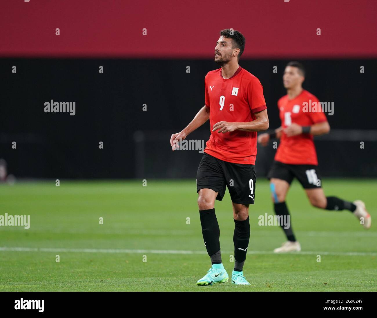 Sapporo, Japon. 22 juillet 2021. Taher Mohamed (9 Égypte) en action lors du tournoi de football olympique masculin Tokyo 2020 match entre l'Égypte et l'Espagne au Sapporo Dome à Sapporo, Japon. Crédit: SPP Sport presse photo. /Alamy Live News Banque D'Images