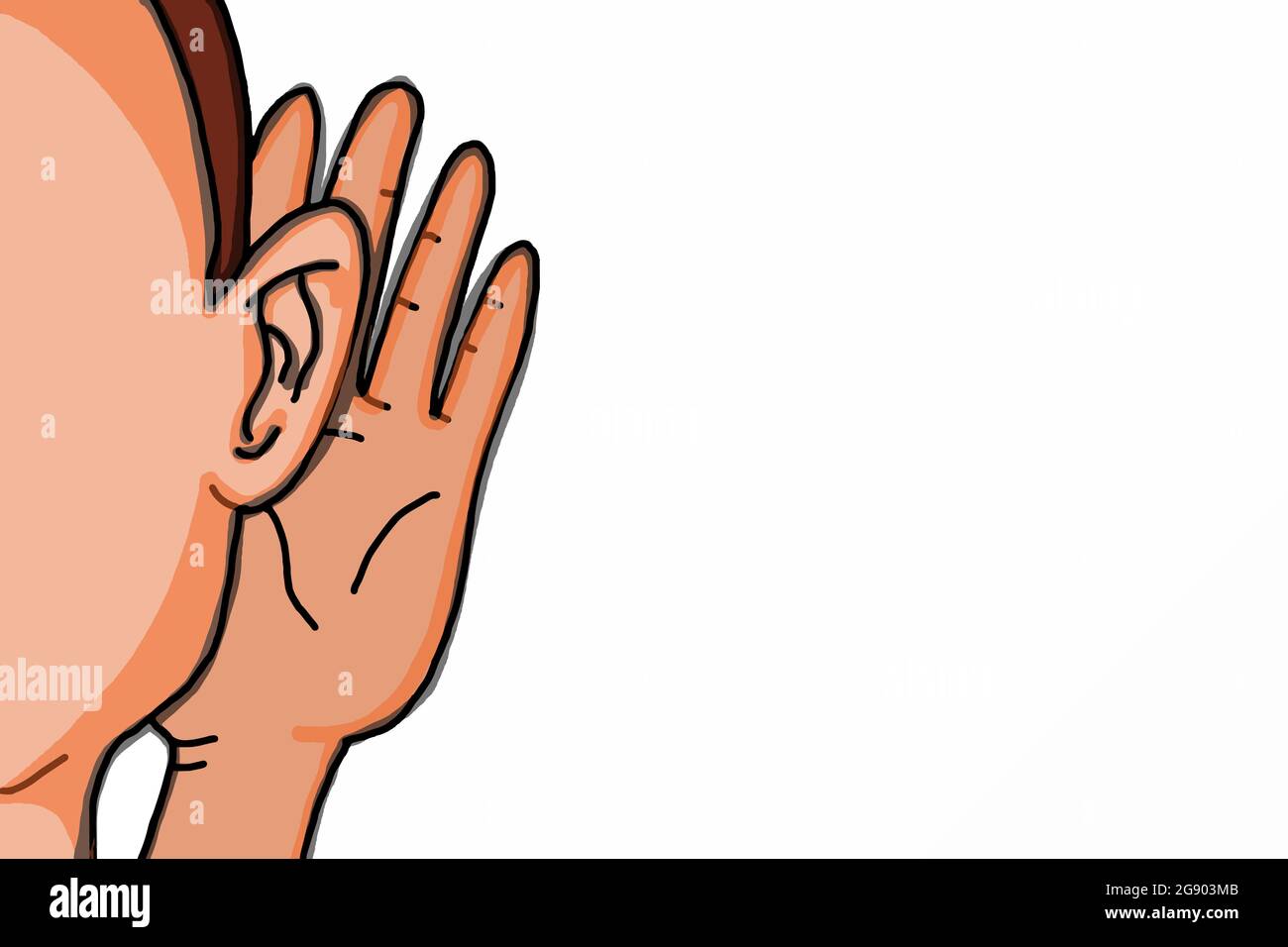 icône de dessin animé demi-face à l'écoute icône de dessin isolée Banque D'Images