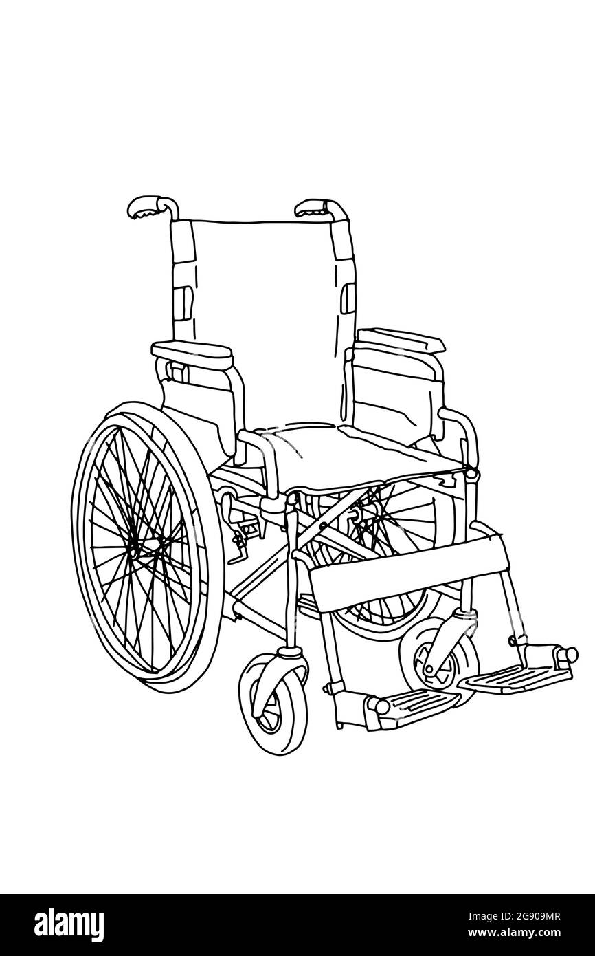 dessin d'illustration et dessin de ligne pour fauteuil roulant Photo Stock  - Alamy