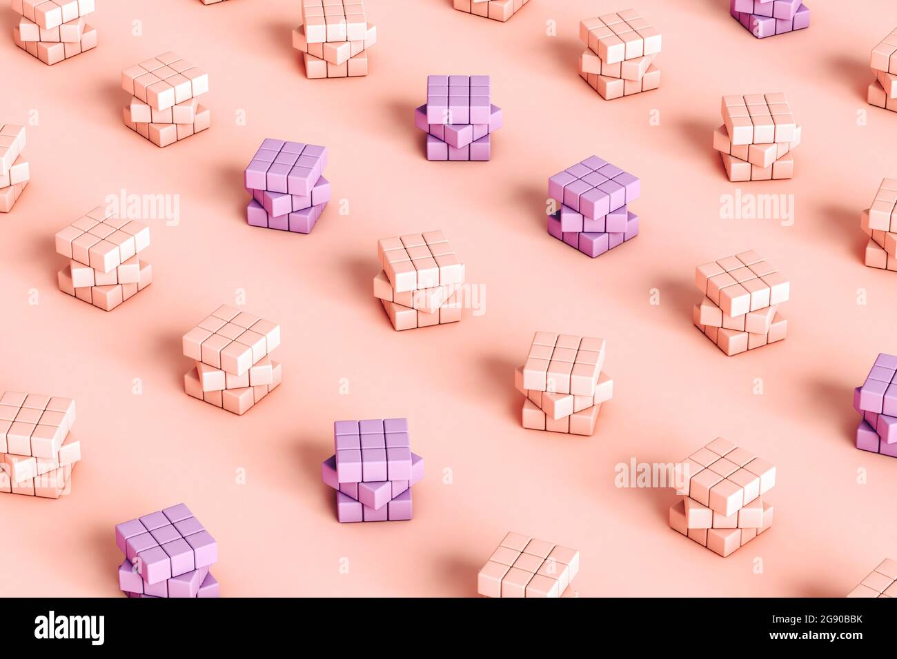 Photo studio de cubes de puzzle blancs de couleur pastel Banque D'Images