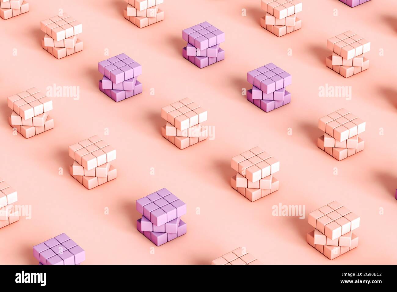 Studio de cube de puzzle blanc pastel Banque D'Images