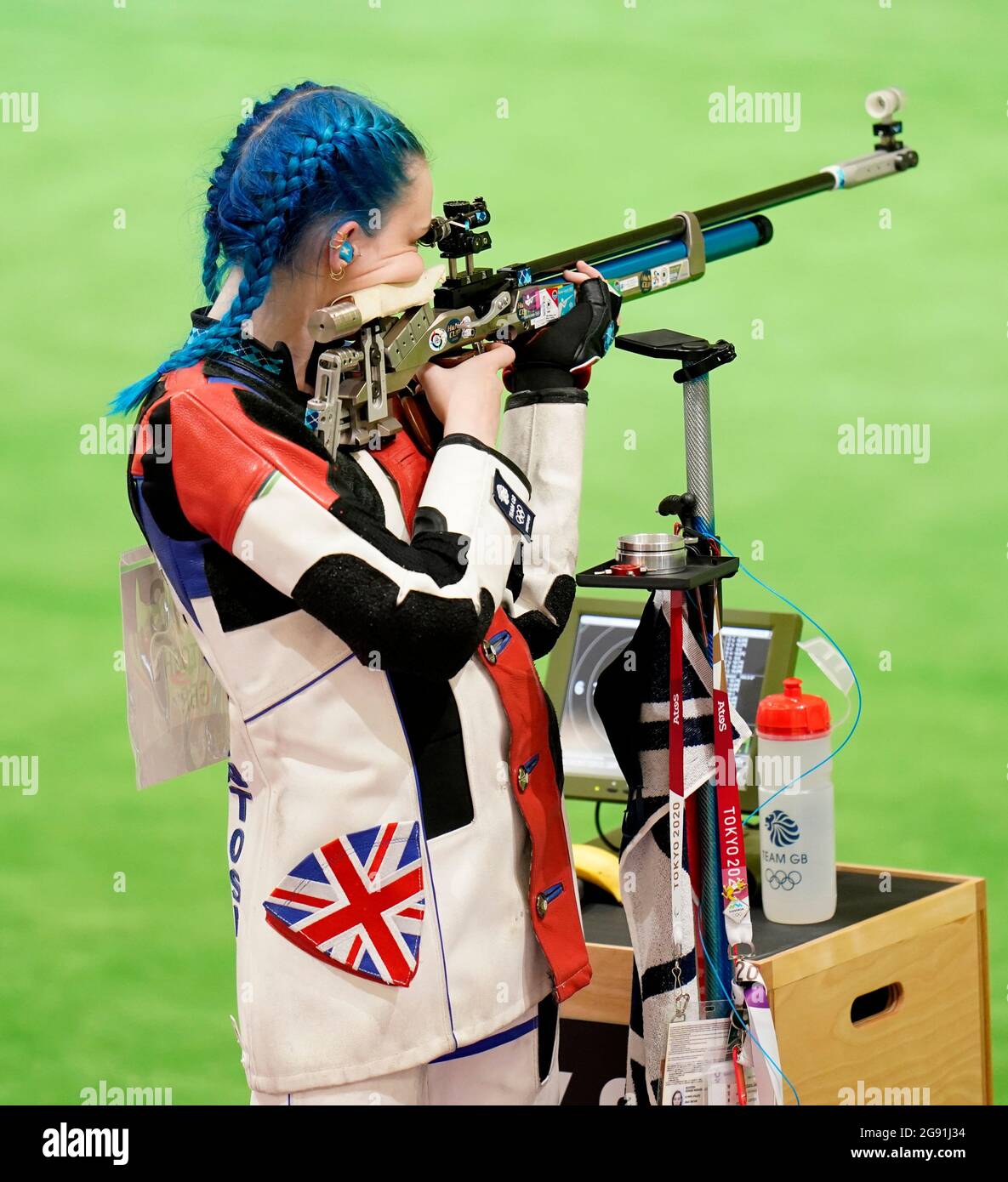 Le Seonaid McIntosh de Grande-Bretagne en action lors de la qualification des femmes à carabine à air de 10 m au champ de tir d'Asaka le premier jour des Jeux Olympiques de Tokyo en 2020 au Japon. Date de la photo: Samedi 24 juillet 2021. Banque D'Images