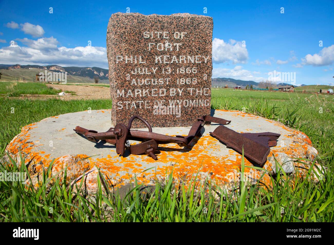 Monument du fort, site historique national de fort Phil Kearny, Wyoming Banque D'Images